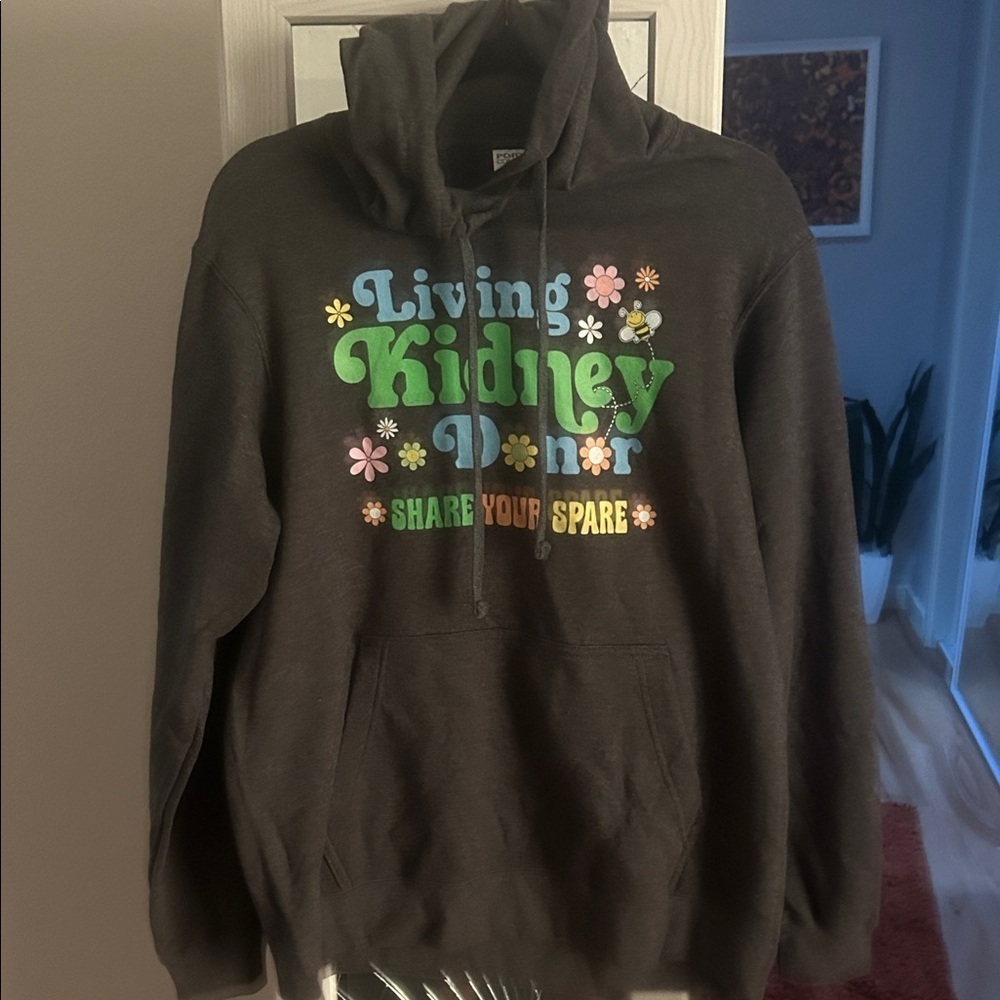 Port and Company Charcoal Hoodie with Floral Print